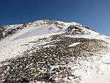 08 Looking Up At The Trail To Dhampus Peak Summit With The Normal Route Coming In At The Top Left From The Top Of The Ridge Above Kalopani At 5646m Climbing Dhampus Peak 